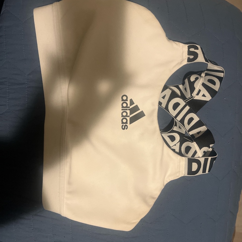 Adidas White Sports Top with Black Logo